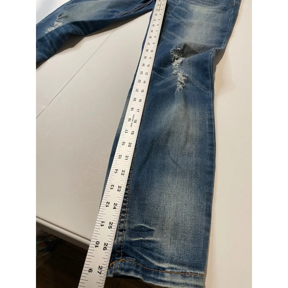 Free People Womens Distressed Skinny Jeans Blue Denim Low Rise Size 28
